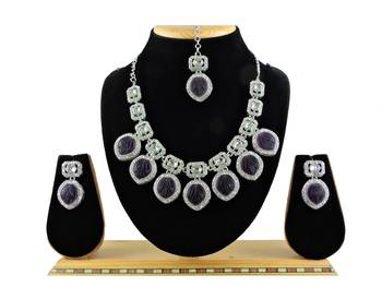 Purple designer premium festive wear necklace set 1