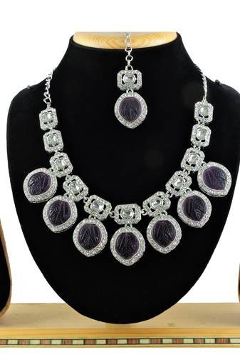 Purple designer premium festive wear necklace set