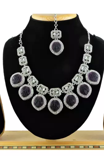 Purple designer premium festive wear necklace set