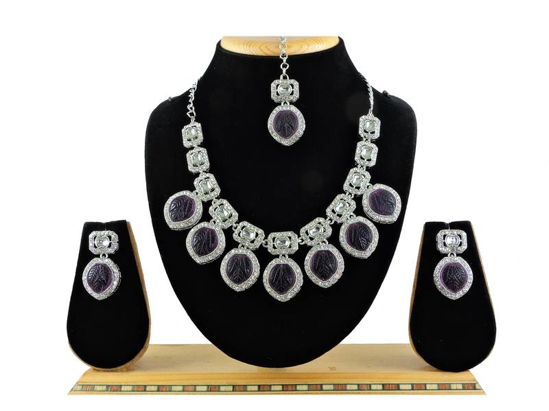 Purple designer premium festive wear necklace set