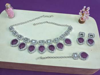 Purple designer premium festive wear necklace set 2