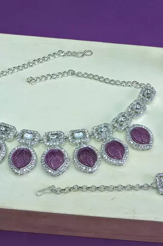 Purple designer premium festive wear necklace set