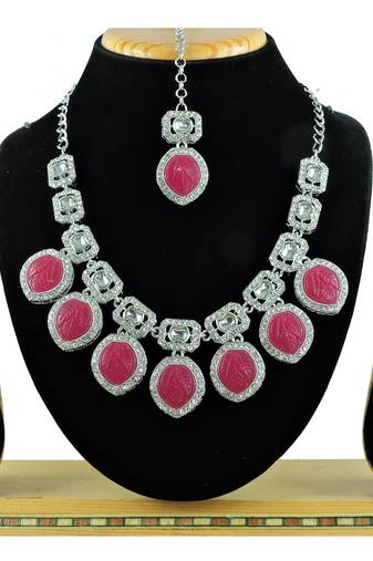 Red designer premium festive wear necklace set