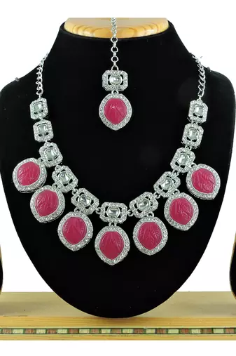 Red designer premium festive wear necklace set