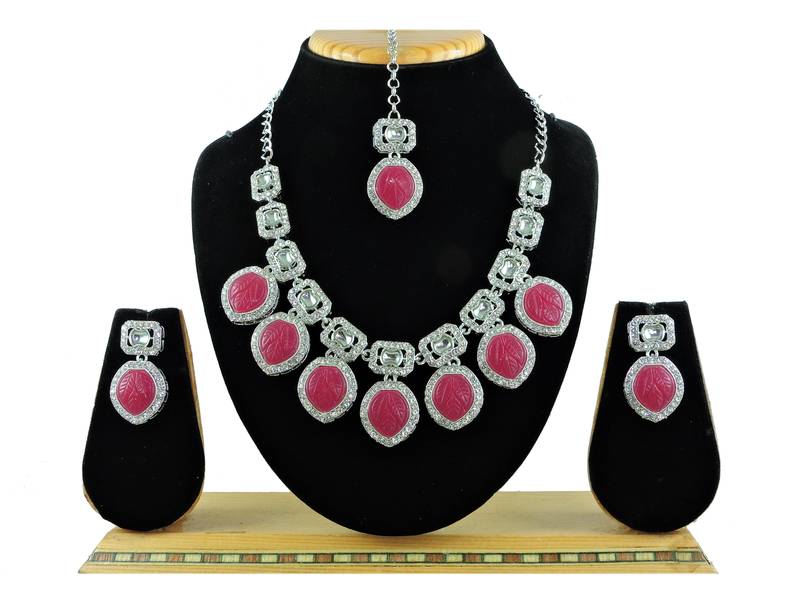 Red designer premium festive wear necklace set