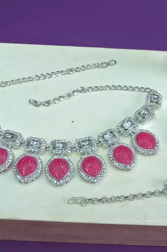 Red designer premium festive wear necklace set
