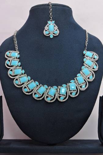 Turquoise designer premium festive wear necklace set