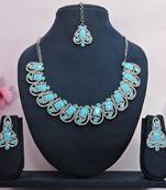 Turquoise designer premium festive wear necklace set