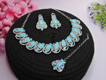 Turquoise designer premium festive wear necklace set 2