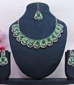 Green designer premium festive wear necklace set