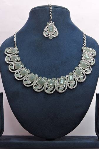 Grey designer premium festive wear necklace set