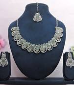 Grey designer premium festive wear necklace set