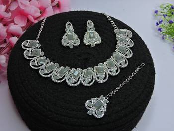 Grey designer premium festive wear necklace set 2