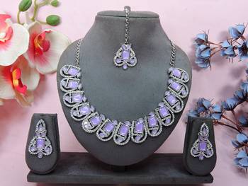 Purple designer premium festive wear necklace set 1