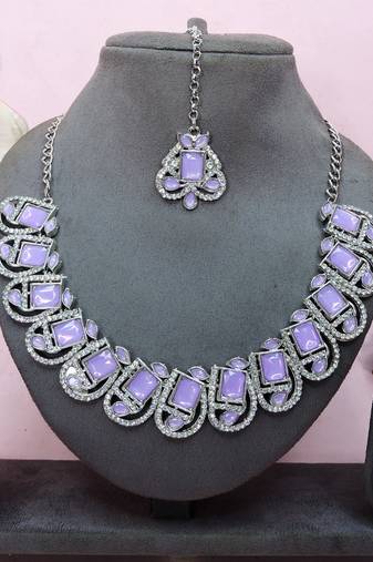 Purple designer premium festive wear necklace set