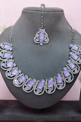 Purple designer premium festive wear necklace set