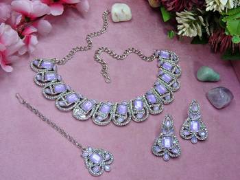 Purple designer premium festive wear necklace set 2