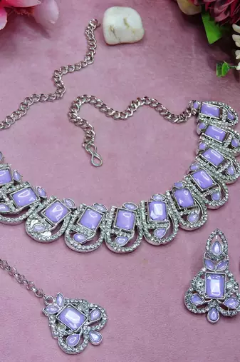 Purple designer premium festive wear necklace set