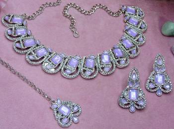Purple designer premium festive wear necklace set 3