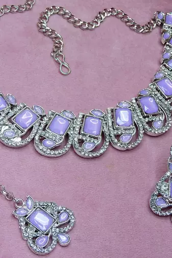 Purple designer premium festive wear necklace set