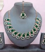 Green designer premium festive wear necklace set