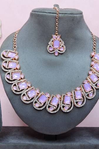 Purple designer premium festive wear necklace set