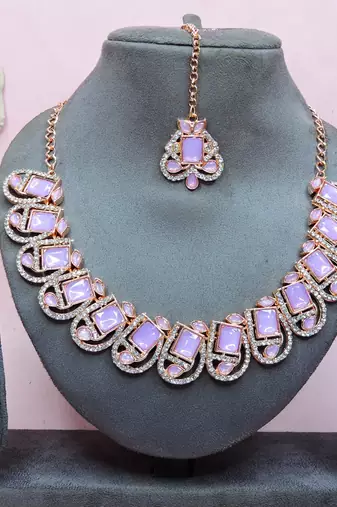 Purple designer premium festive wear necklace set