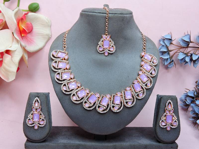 Purple designer premium festive wear necklace set