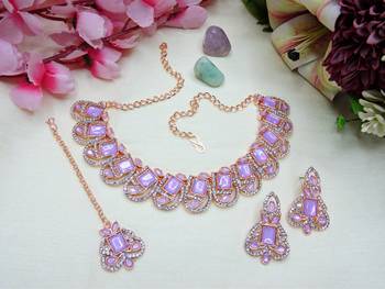Purple designer premium festive wear necklace set 2