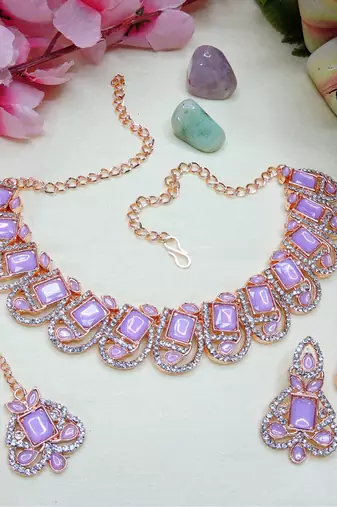 Purple designer premium festive wear necklace set