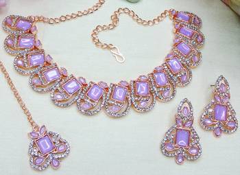 Purple designer premium festive wear necklace set 3