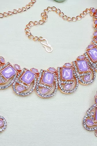 Purple designer premium festive wear necklace set