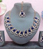 Blue designer premium festive wear necklace set