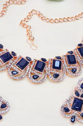 Blue designer premium festive wear necklace set