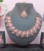 Pink designer premium festive wear necklace set