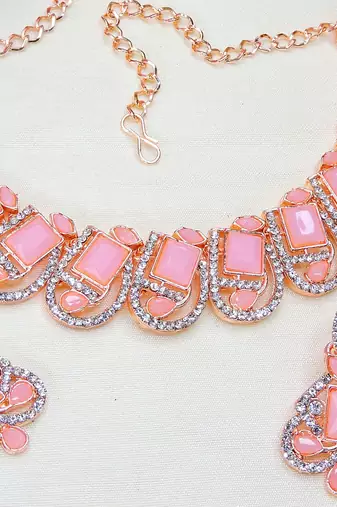Pink designer premium festive wear necklace set
