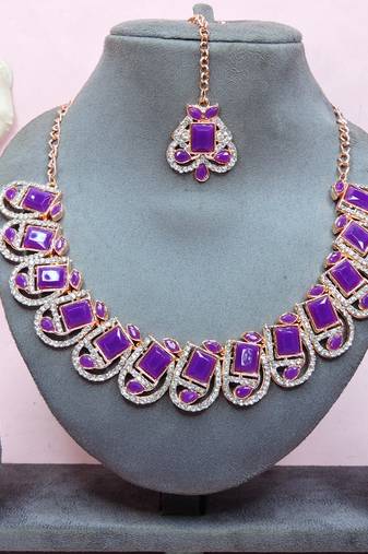 Purple designer premium festive wear necklace set