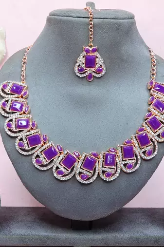 Purple designer premium festive wear necklace set