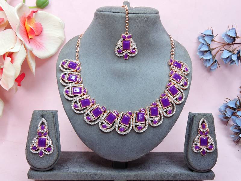 Purple designer premium festive wear necklace set