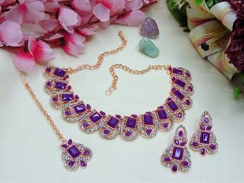 Purple designer premium festive wear necklace set 2