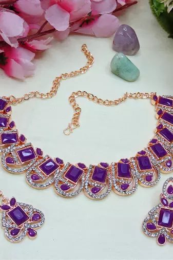 Purple designer premium festive wear necklace set