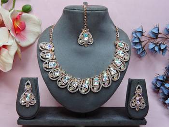 Multicolor designer premium festive wear necklace set 1