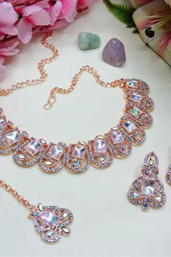 Multicolor designer premium festive wear necklace set