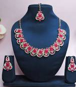 Red designer premium festive wear necklace set
