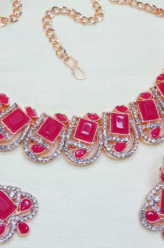 Red designer premium festive wear necklace set