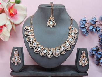White designer premium festive wear necklace set 1