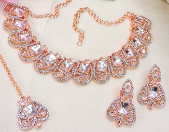 White designer premium festive wear necklace set 2