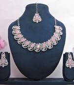 Pink designer premium festive wear necklace set