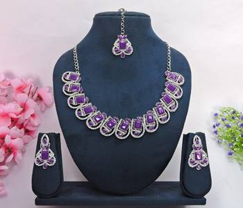 Purple designer premium festive wear necklace set 1