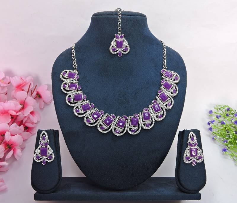 Purple designer premium festive wear necklace set